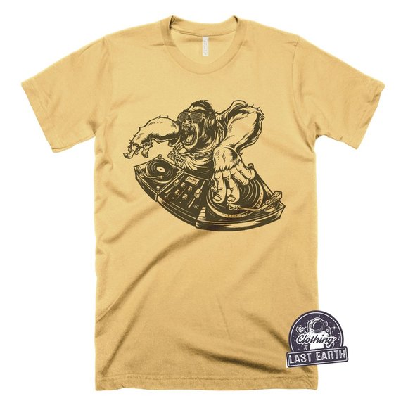 Dj Gorilla T-Shirt Dance Music Shirt Funny Monkey Shirt Deejay MC Mixer Gift - Picture 1 of 2